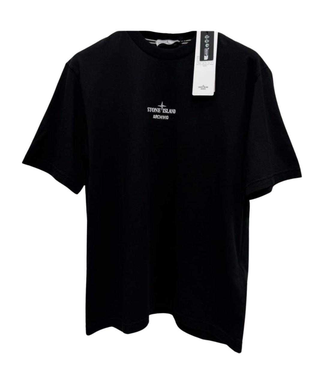 STONE ISLAND Черная хлопковая футболка, фото 1