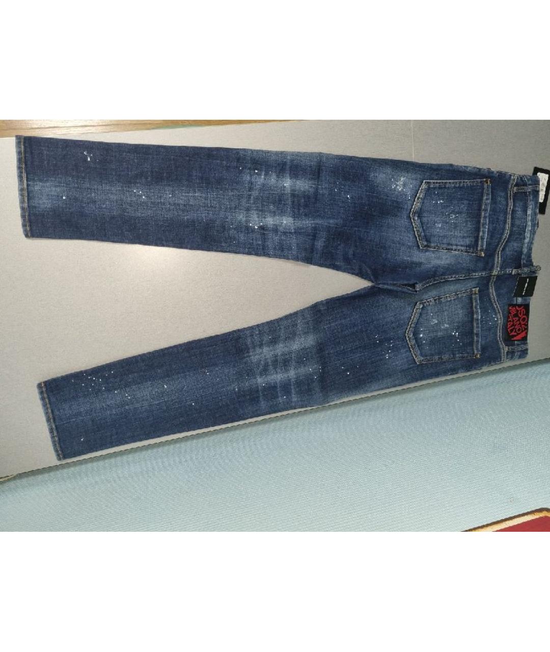 DSQUARED2 Синие хлопко-эластановые прямые джинсы, фото 2