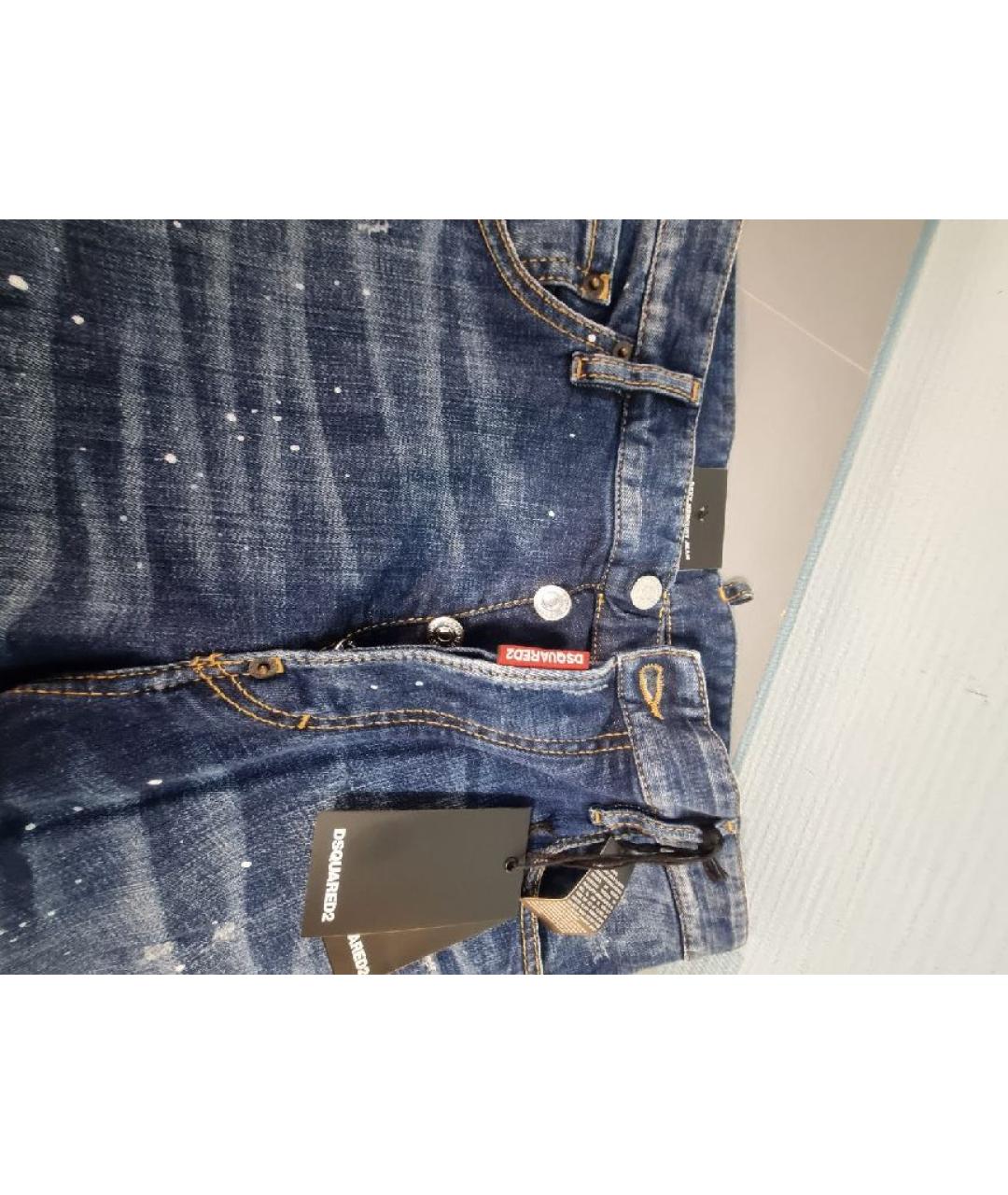 DSQUARED2 Синие хлопко-эластановые прямые джинсы, фото 3