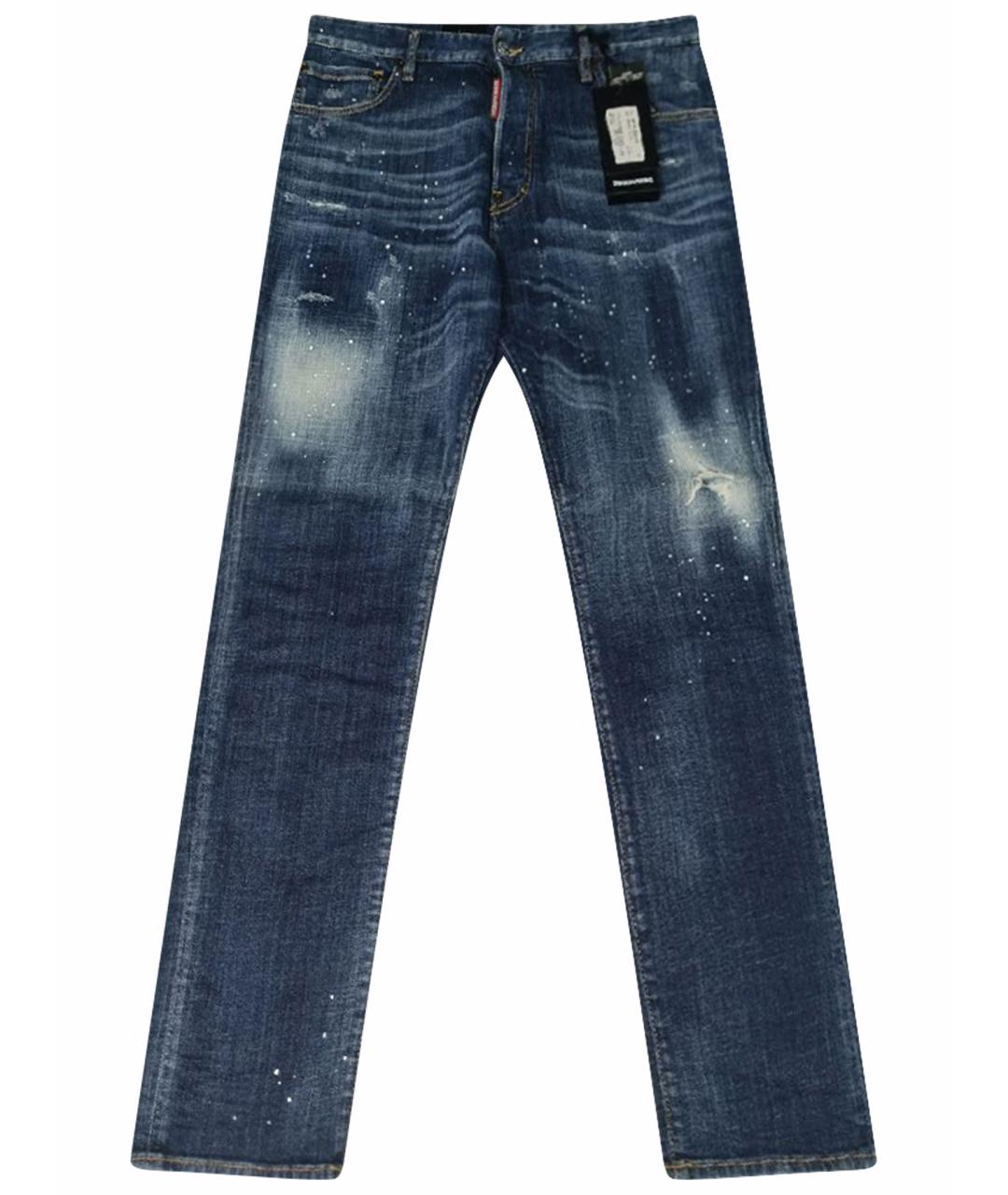 DSQUARED2 Синие хлопко-эластановые прямые джинсы, фото 1