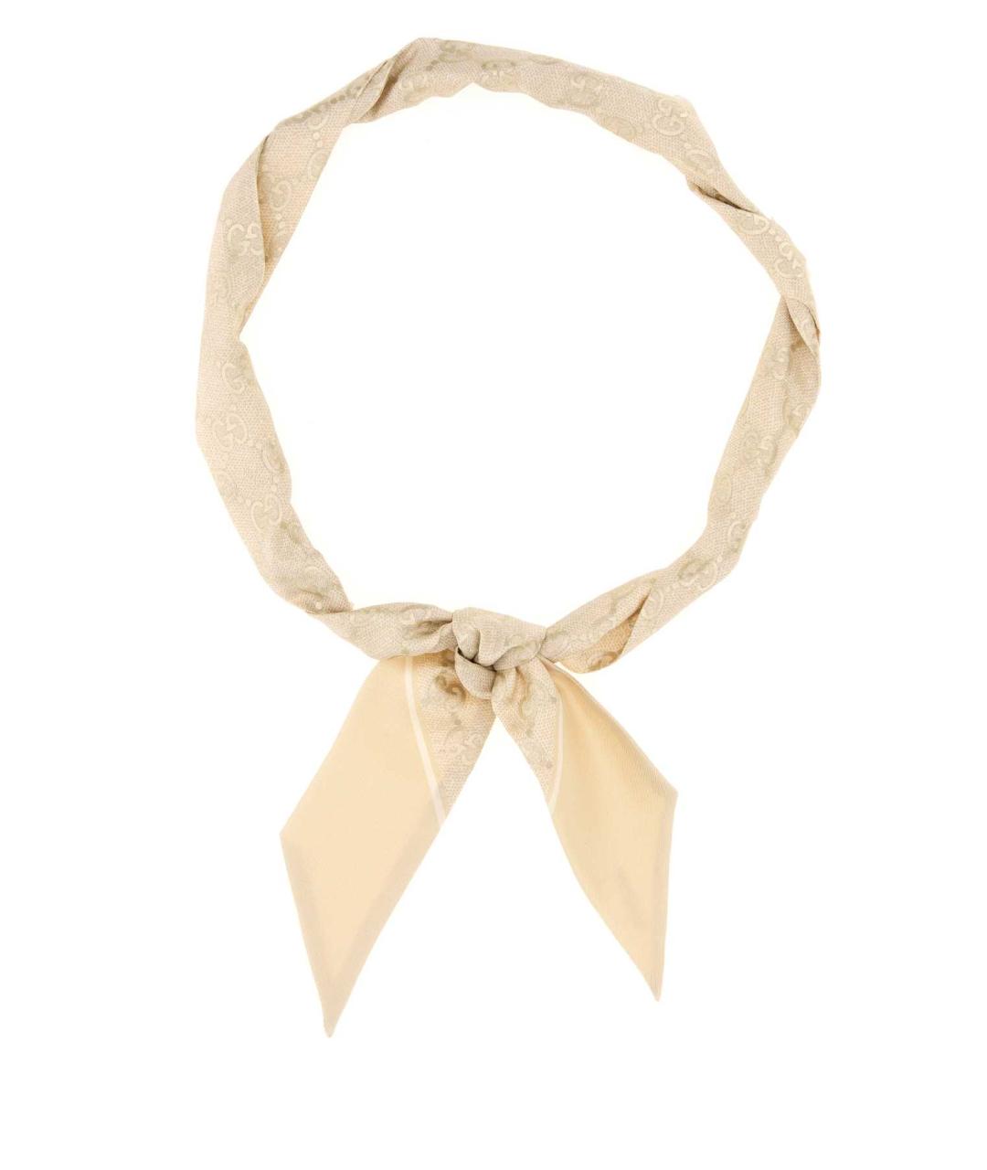 GUCCI Бежевый шелковый платок, фото 1