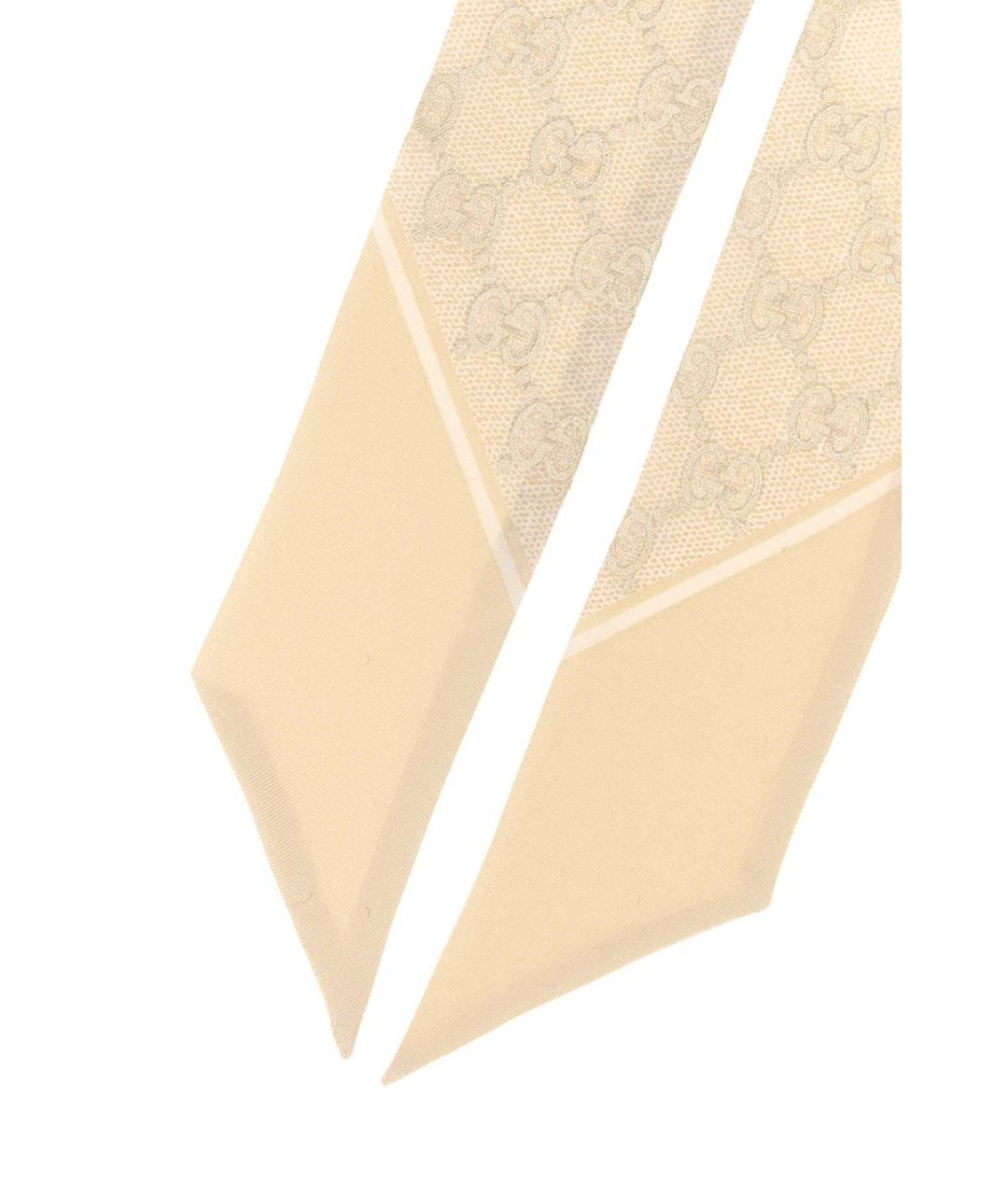 GUCCI Бежевый шелковый платок, фото 2