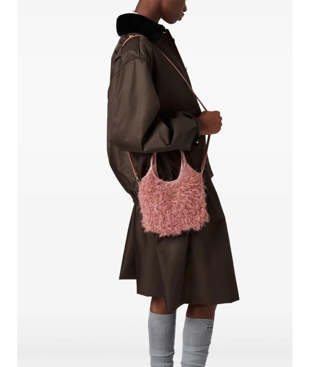 MIU MIU Розовая тканевая сумка тоут, фото 2