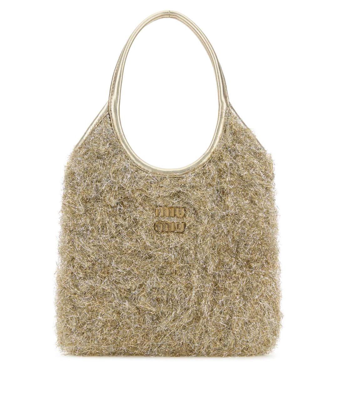 MIU MIU Золотая тканевая сумка тоут, фото 1