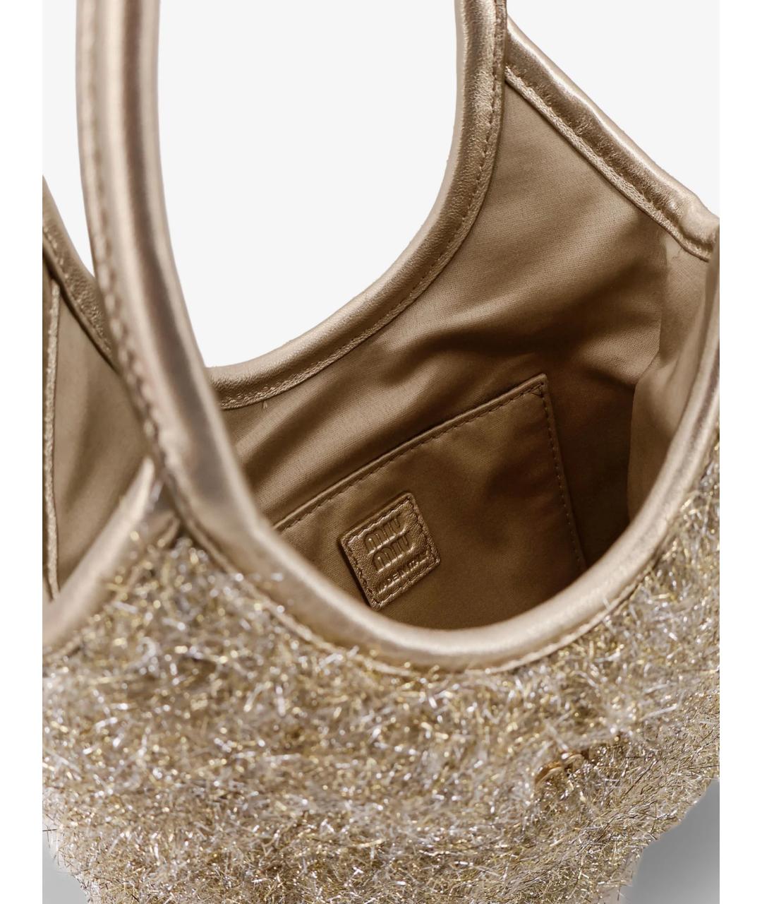 MIU MIU Золотая тканевая сумка тоут, фото 5