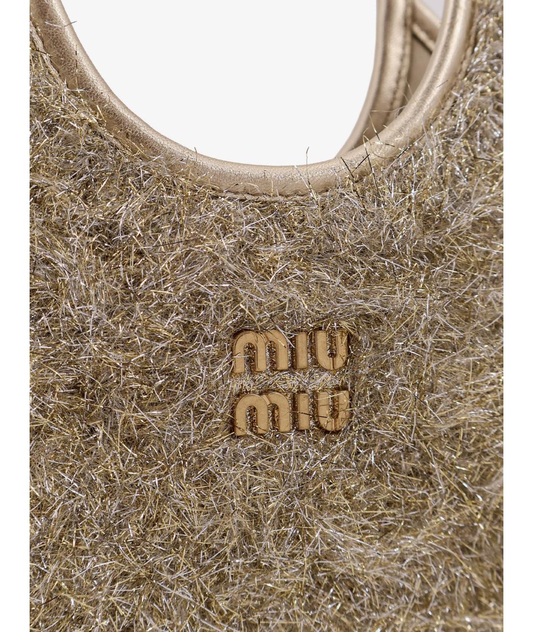 MIU MIU Золотая тканевая сумка тоут, фото 4