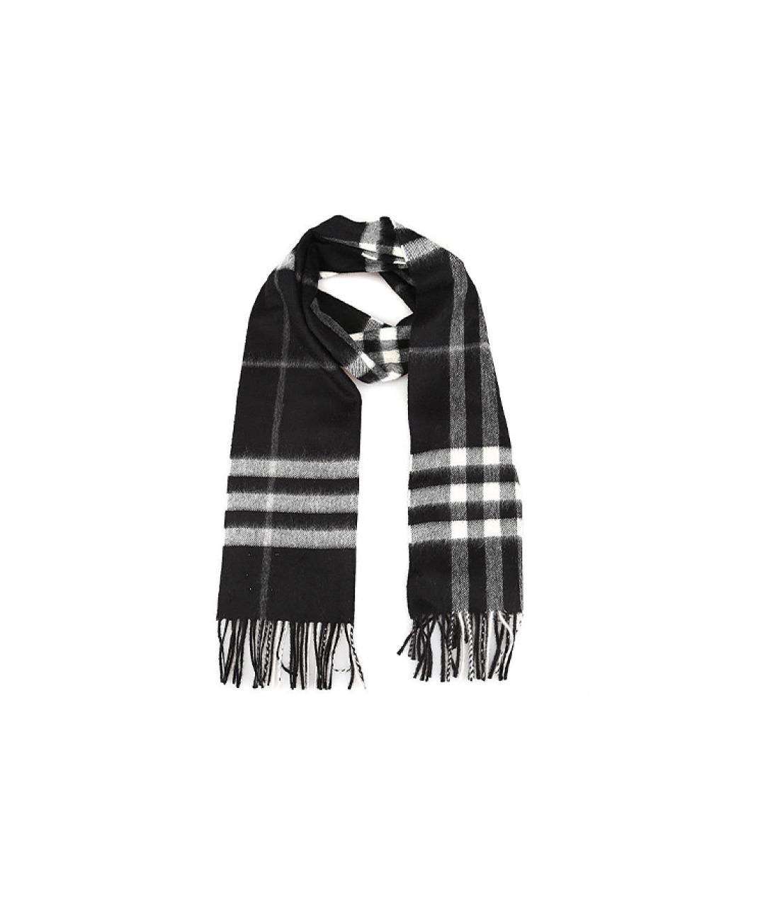 BURBERRY Черный шерстяной шарф, фото 4