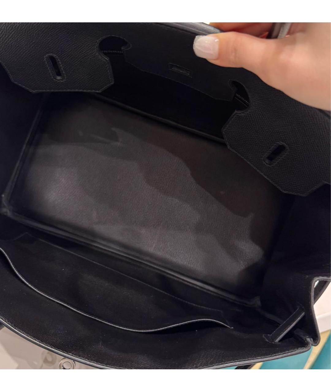 HERMES Черная кожаная сумка с короткими ручками, фото 7