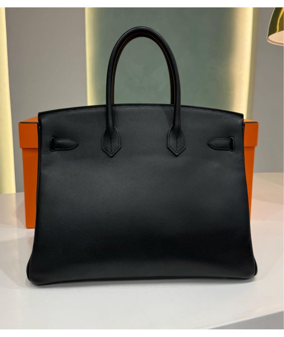HERMES Черная кожаная сумка с короткими ручками, фото 2