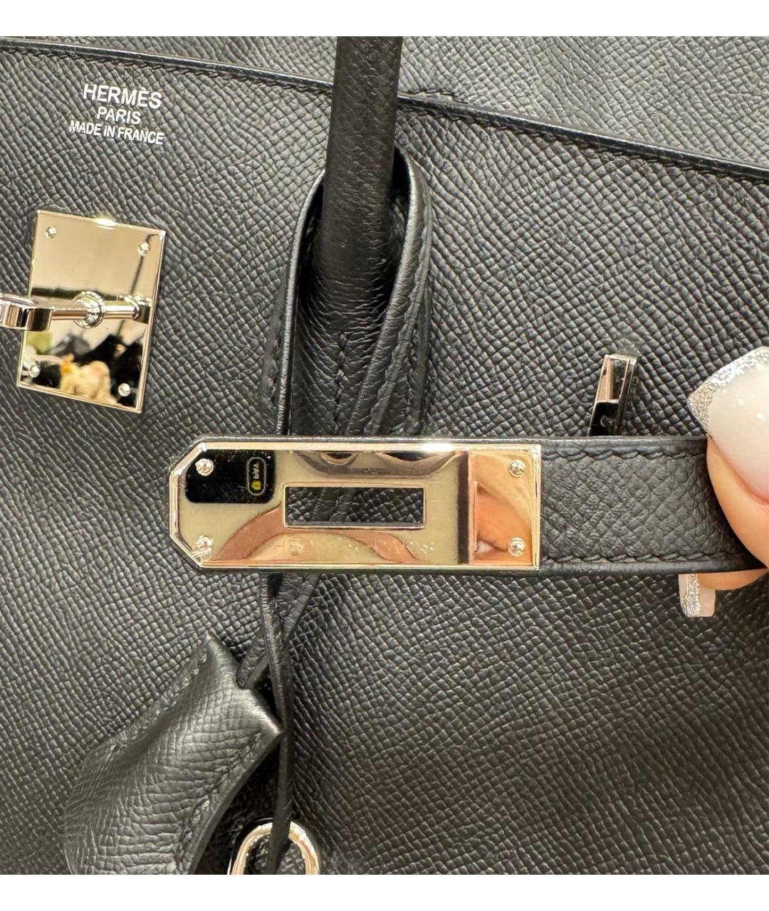 HERMES Черная кожаная сумка с короткими ручками, фото 5
