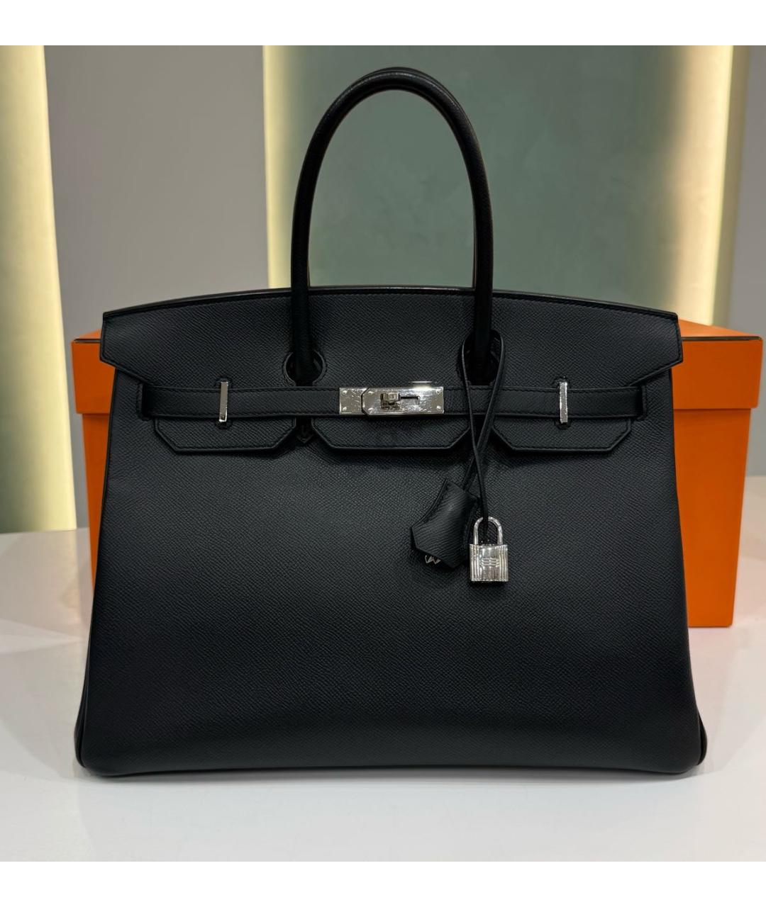 HERMES Черная кожаная сумка с короткими ручками, фото 9