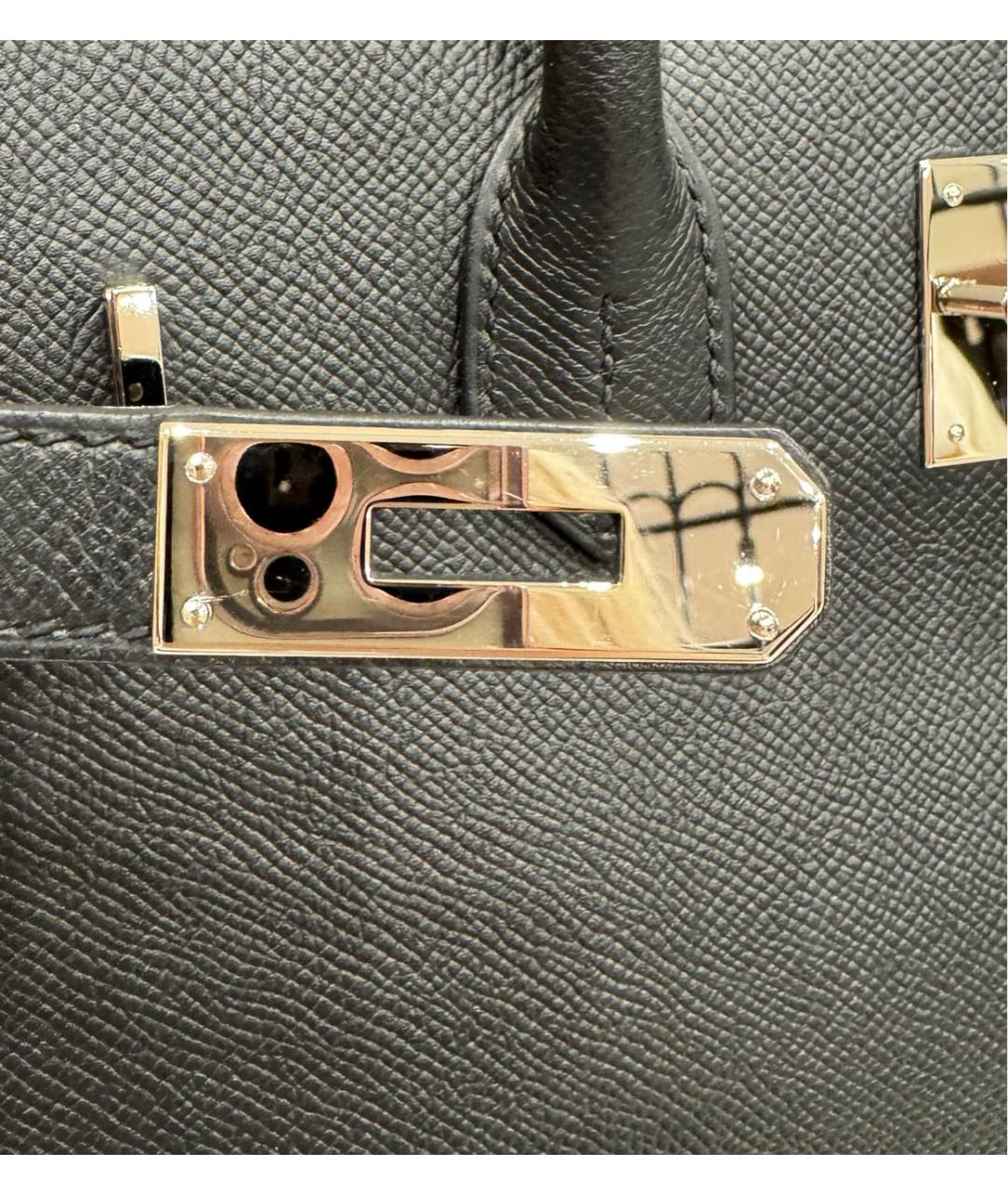 HERMES Черная кожаная сумка с короткими ручками, фото 6