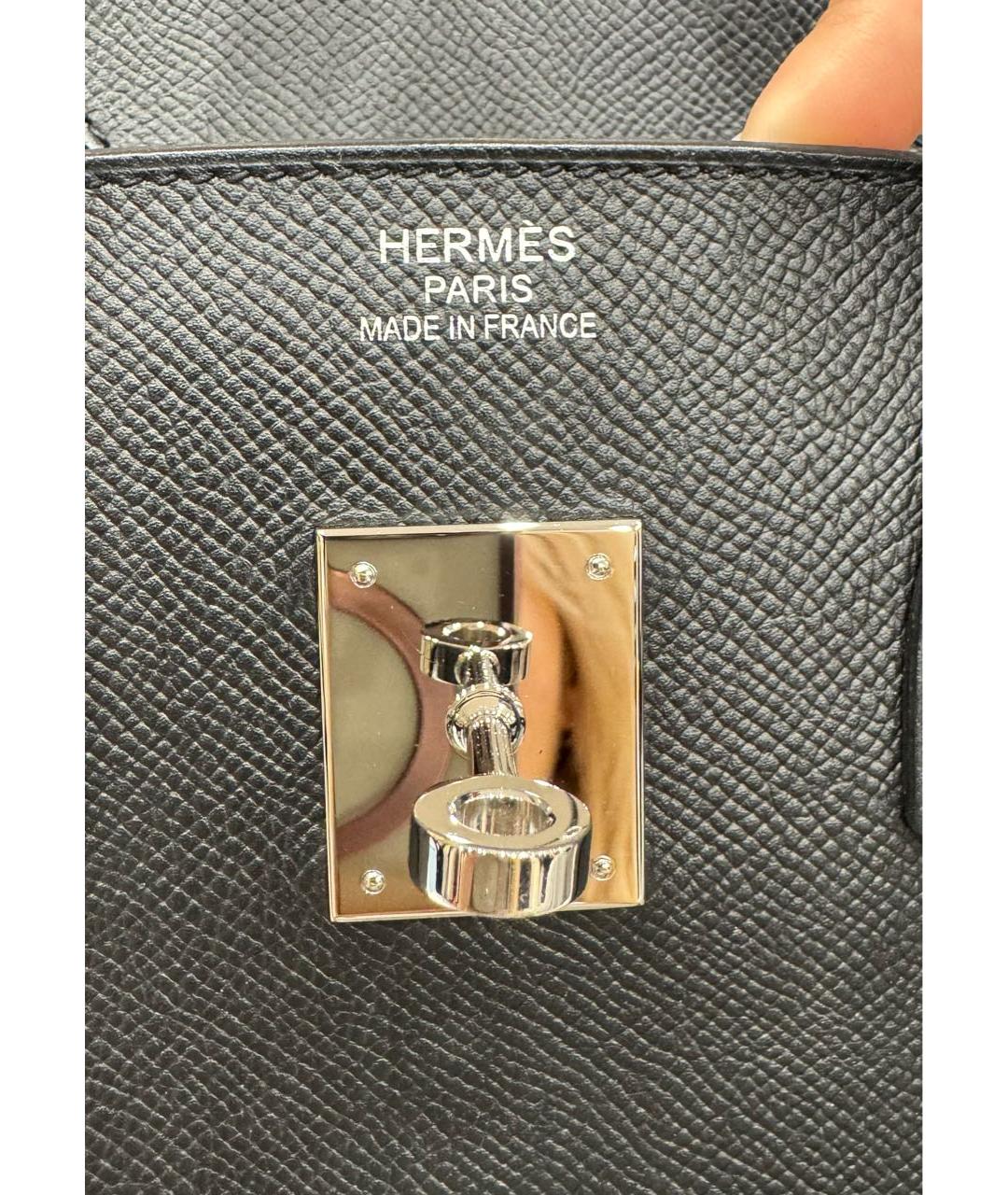 HERMES Черная кожаная сумка с короткими ручками, фото 3