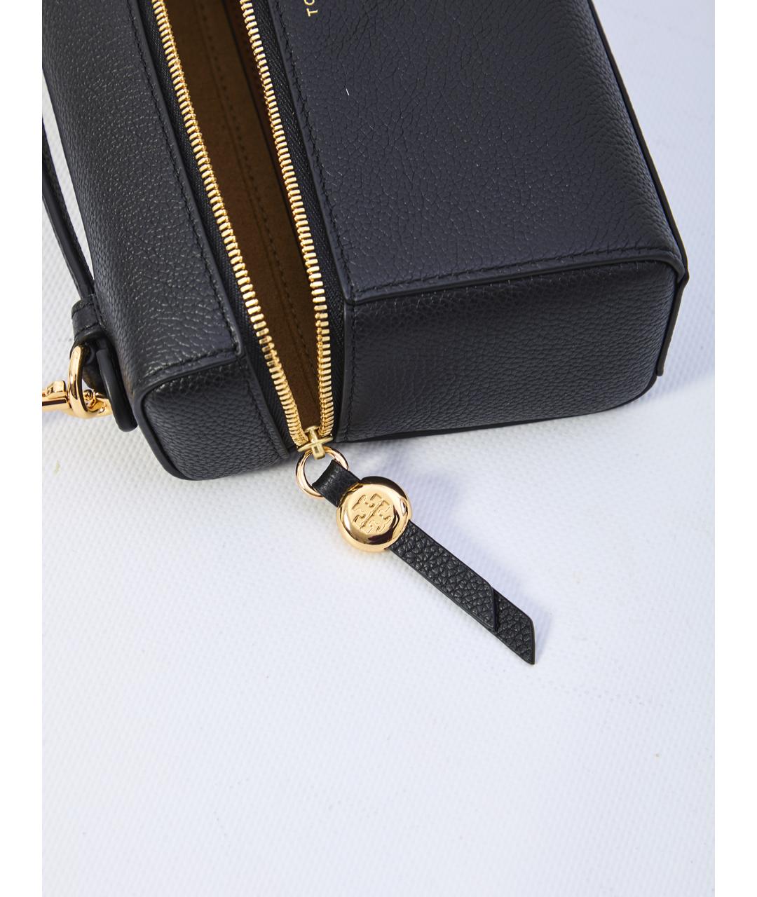 TORY BURCH Черная кожаная сумка с короткими ручками, фото 4