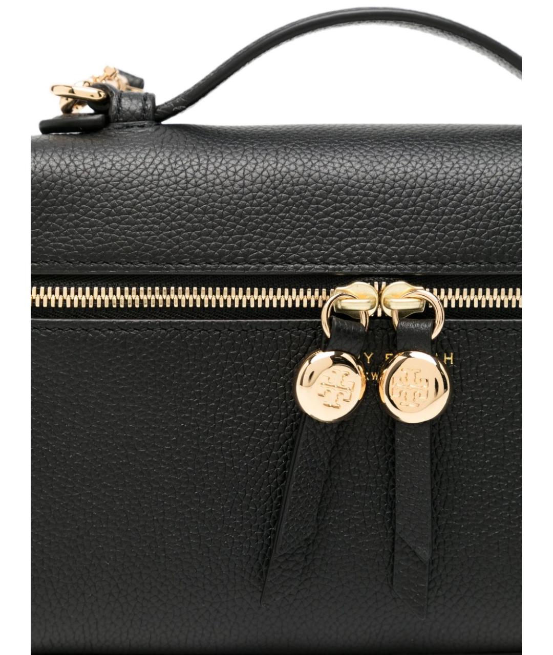 TORY BURCH Черная кожаная сумка с короткими ручками, фото 5