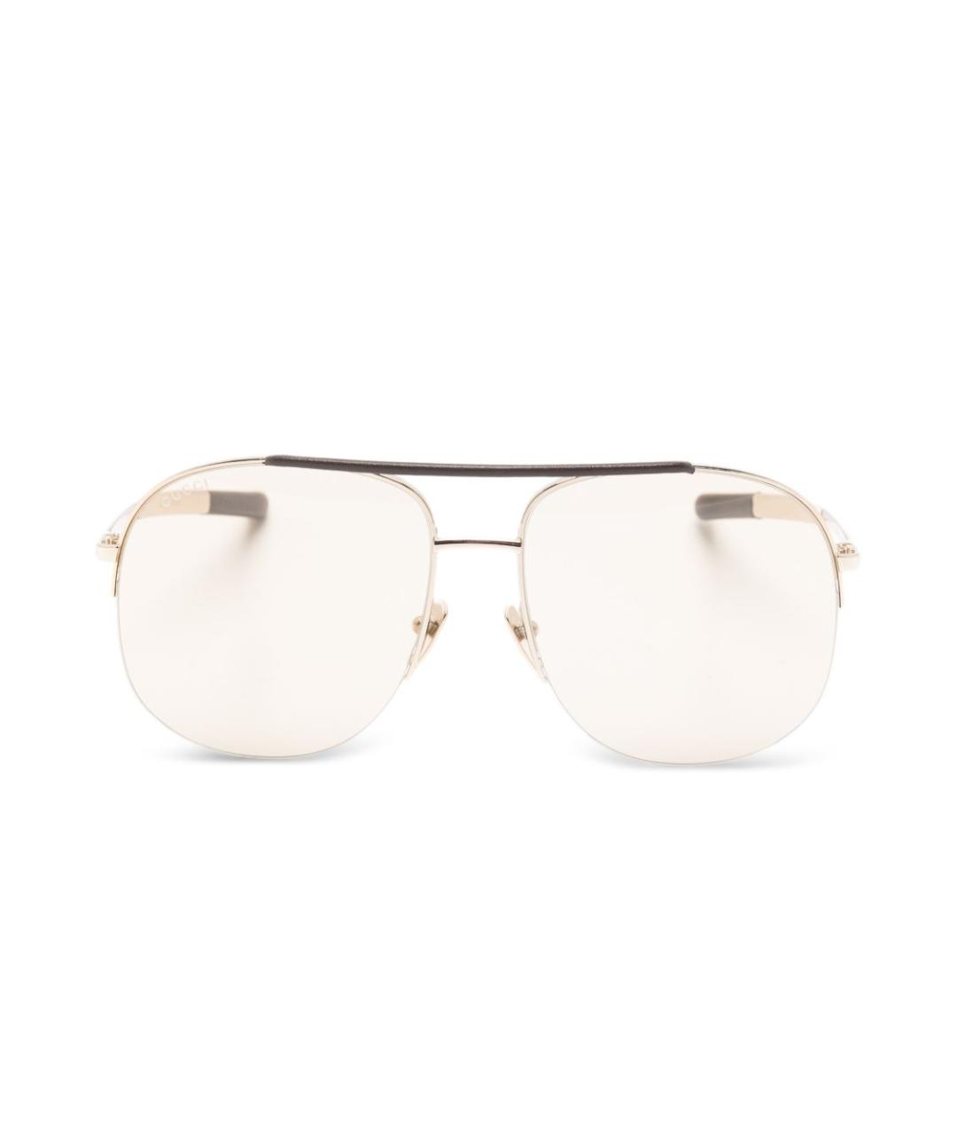 GUCCI Золотые металлические солнцезащитные очки, фото 1
