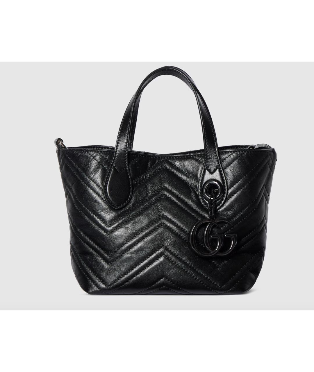 GUCCI Черная кожаная сумка тоут, фото 7