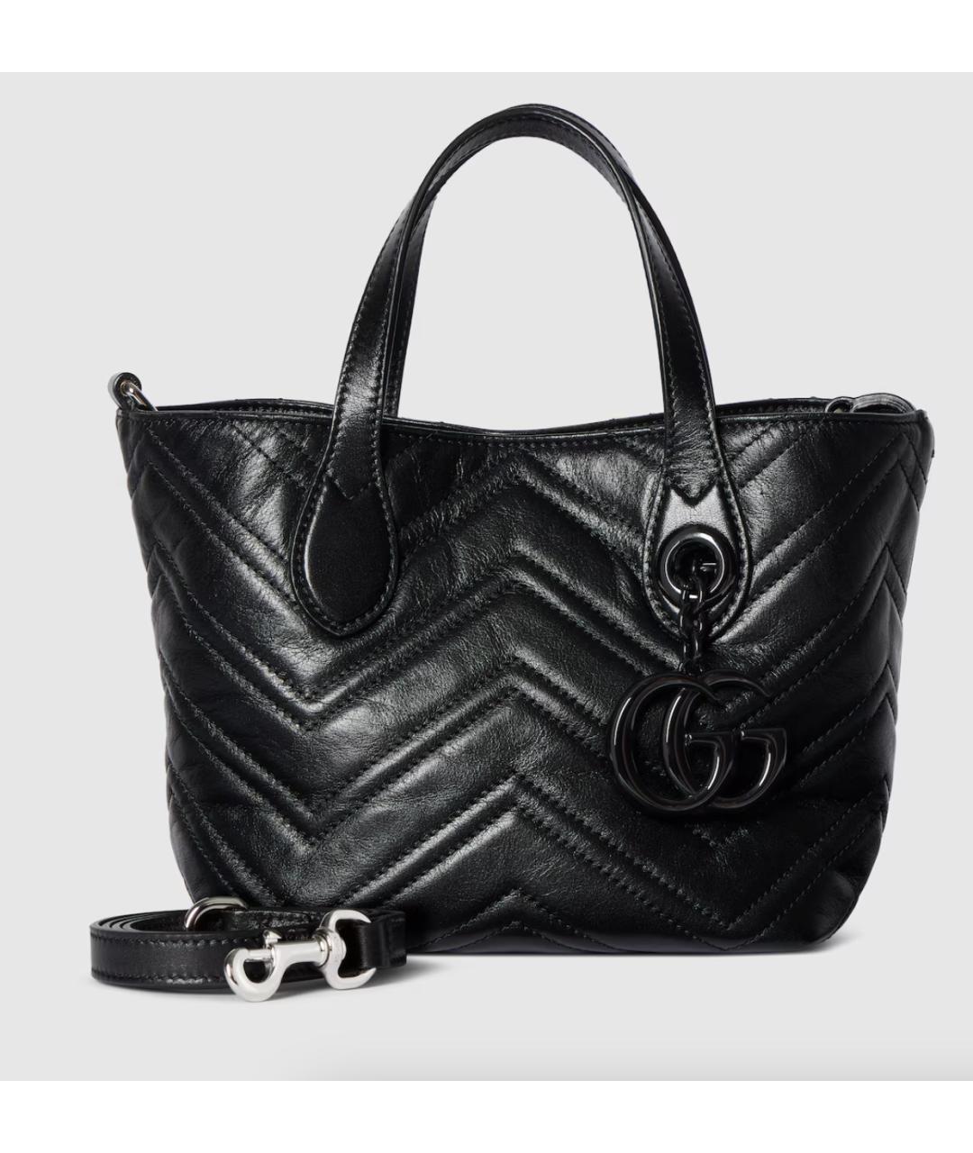 GUCCI Черная кожаная сумка тоут, фото 5