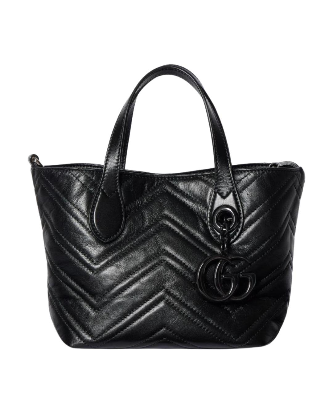 GUCCI Черная кожаная сумка тоут, фото 1