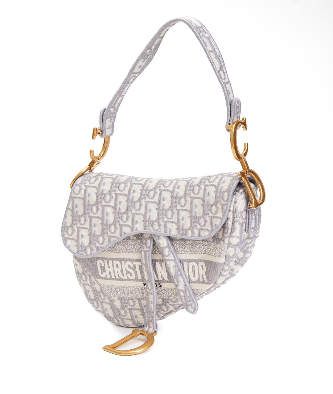 CHRISTIAN DIOR Серая тканевая сумка с короткими ручками, фото 2