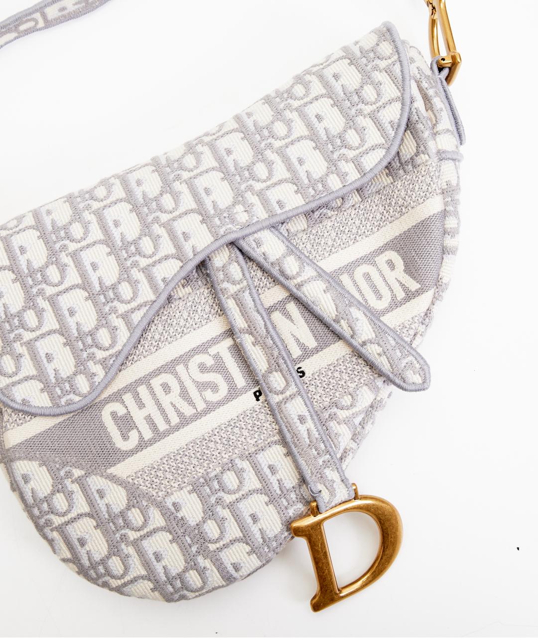 CHRISTIAN DIOR Серая тканевая сумка с короткими ручками, фото 5