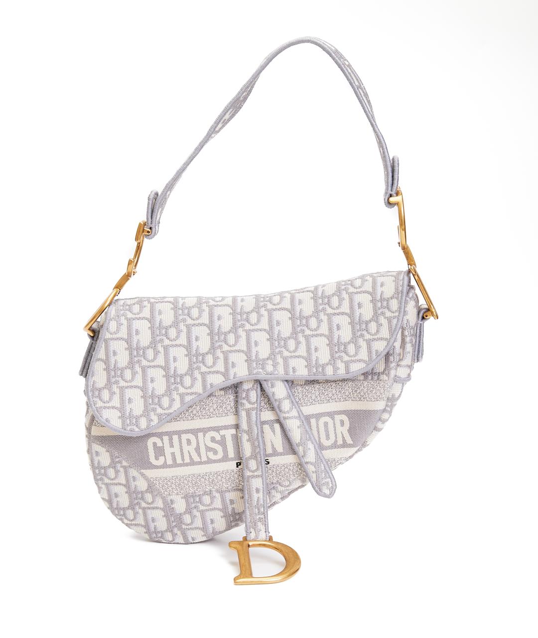 CHRISTIAN DIOR Серая тканевая сумка с короткими ручками, фото 9