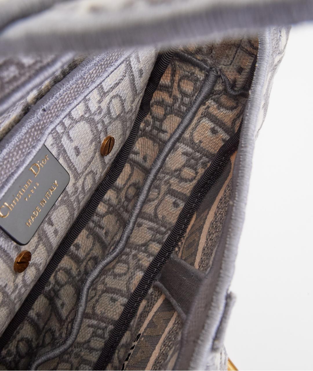 CHRISTIAN DIOR Серая тканевая сумка с короткими ручками, фото 7
