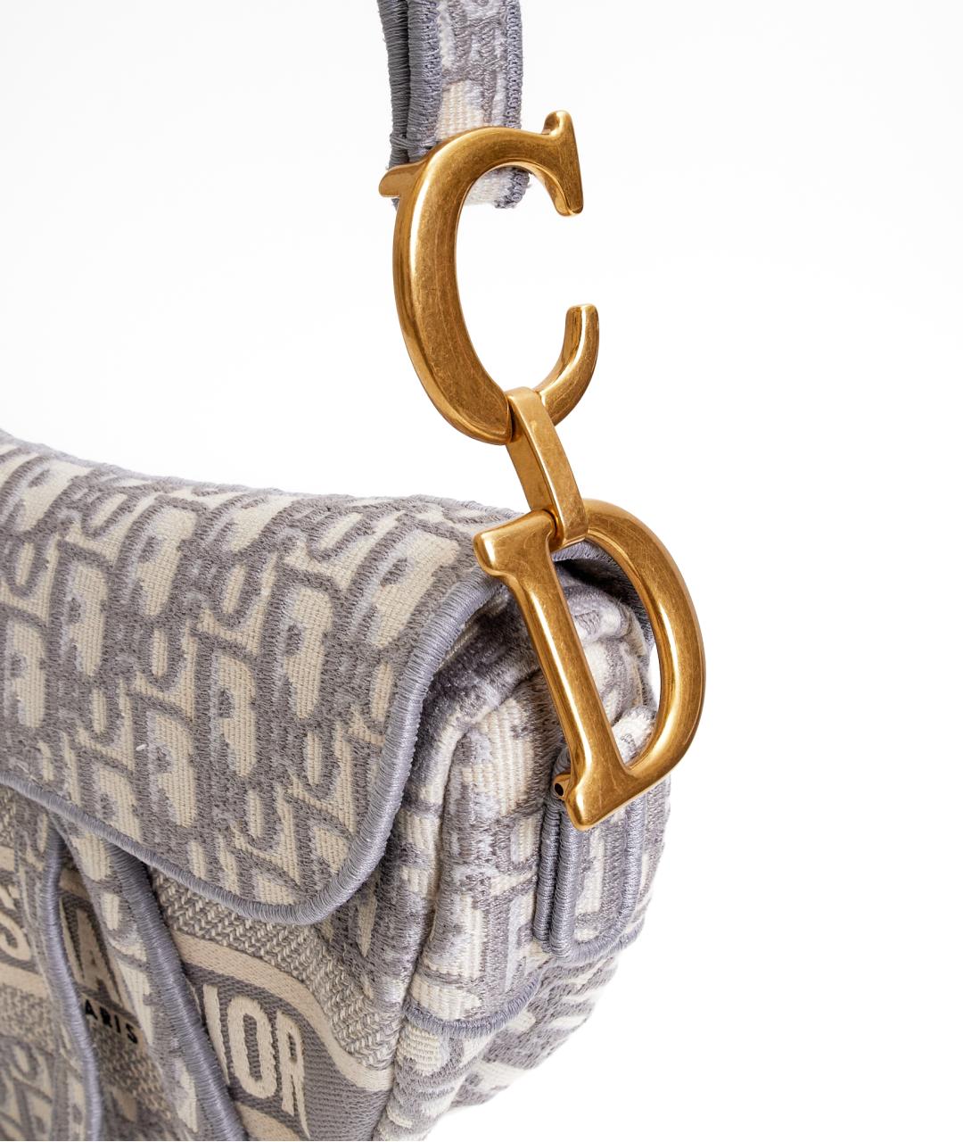 CHRISTIAN DIOR Серая тканевая сумка с короткими ручками, фото 4