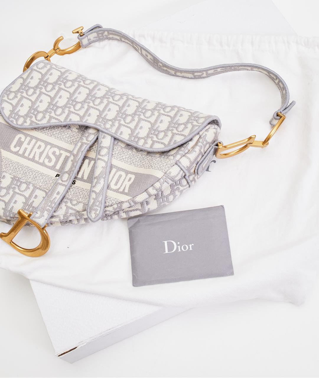 CHRISTIAN DIOR Серая тканевая сумка с короткими ручками, фото 8