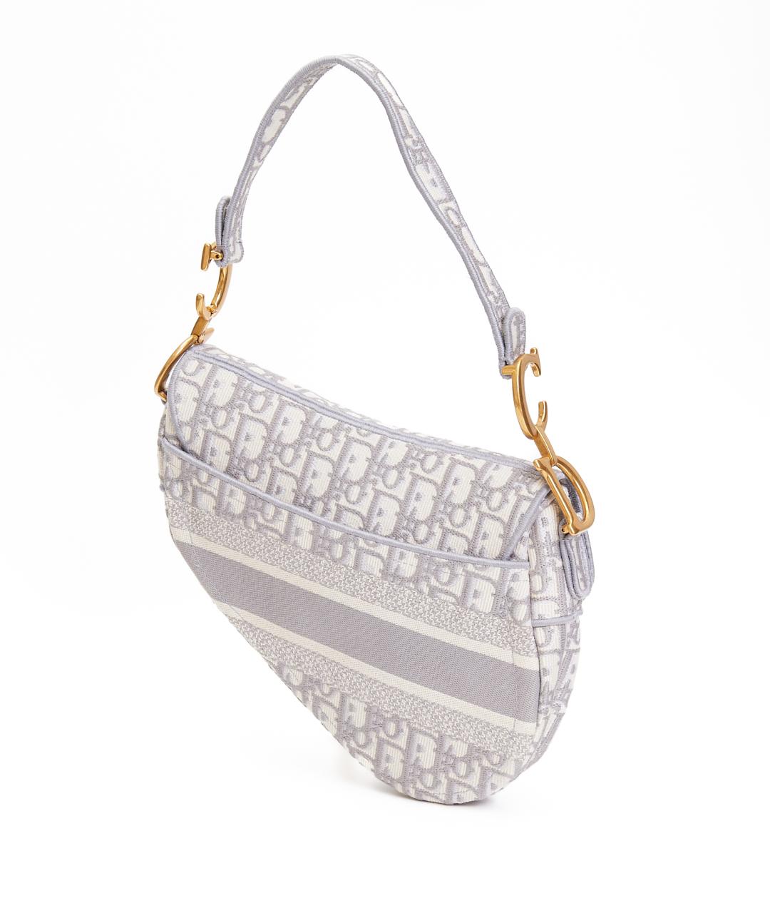 CHRISTIAN DIOR Серая тканевая сумка с короткими ручками, фото 3