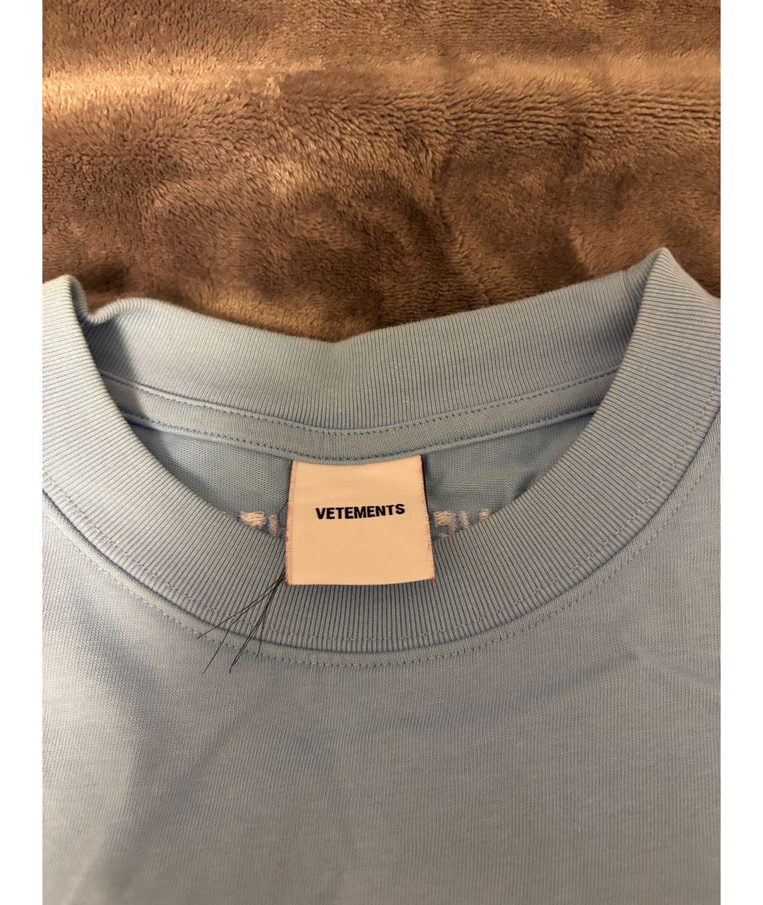 VETEMENTS Бирюзовая хлопковая футболка, фото 2