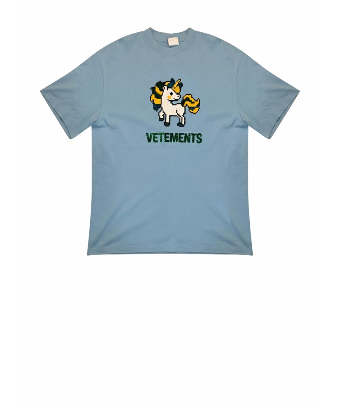 VETEMENTS Бирюзовая хлопковая футболка, фото 1