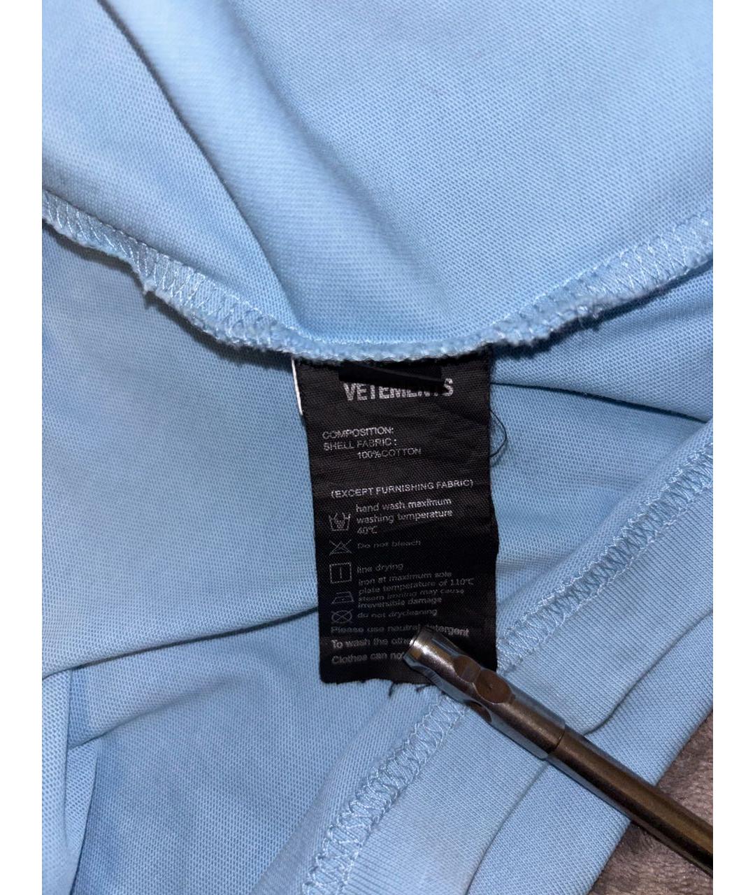 VETEMENTS Бирюзовая хлопковая футболка, фото 5