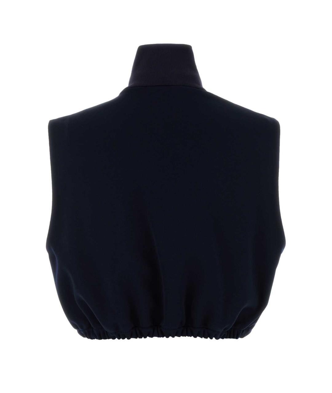 MIU MIU Темно-синяя полиэстеровая майка, фото 2