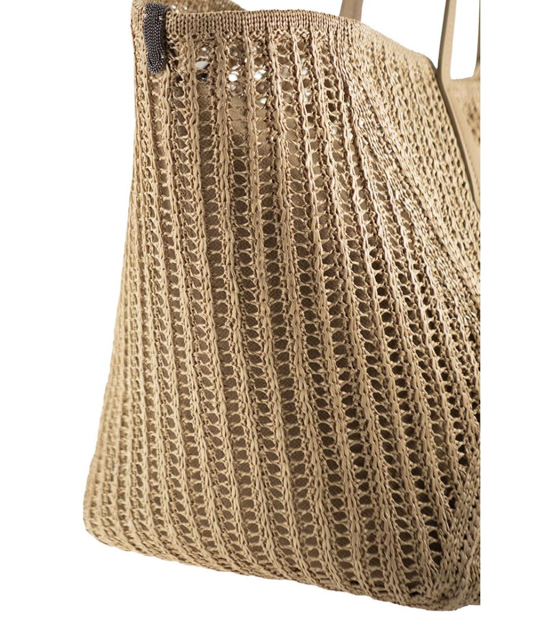 BRUNELLO CUCINELLI Бежевая пелетеная сумка тоут, фото 5