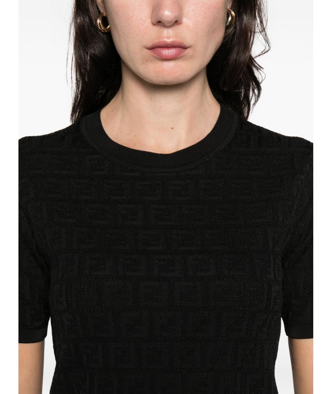 FENDI Черная хлопковая футболка, фото 4