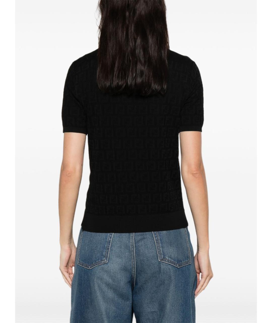 FENDI Черная хлопковая футболка, фото 5