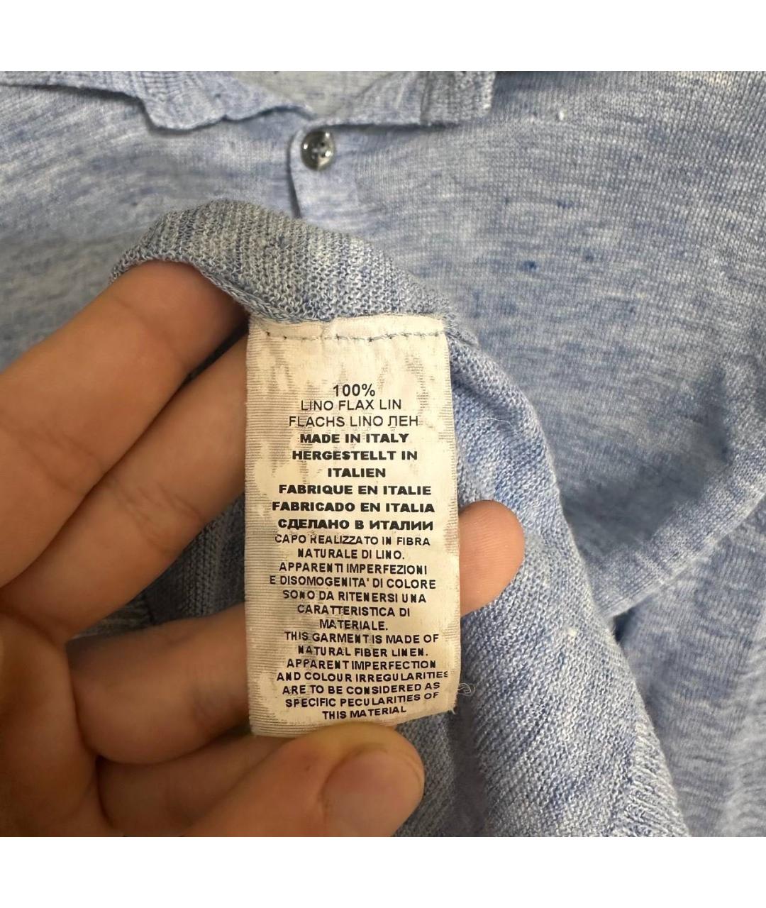 BRUNELLO CUCINELLI Голубая льняная кэжуал рубашка, фото 4