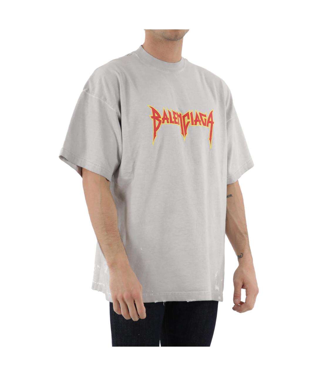 BALENCIAGA Серая хлопковая футболка, фото 5