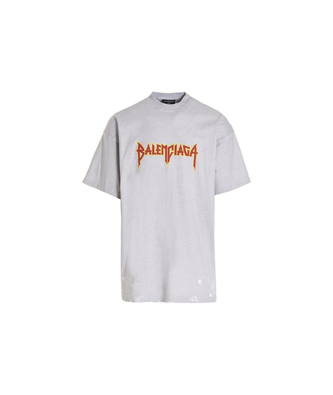 BALENCIAGA Серая хлопковая футболка, фото 1