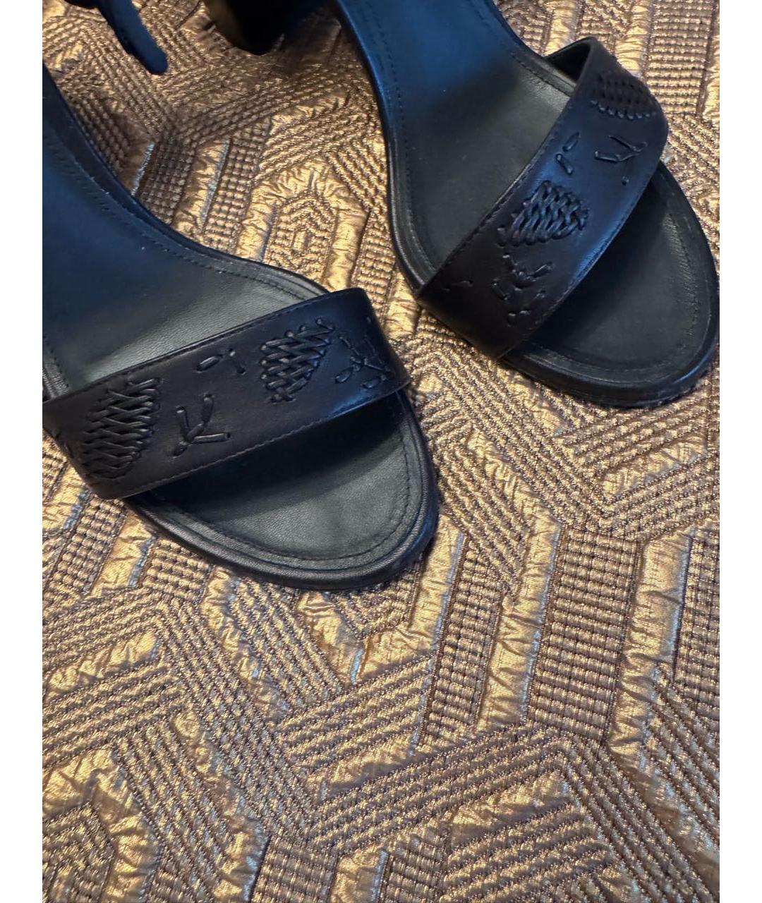 BOTTEGA VENETA Черные кожаные босоножки, фото 5