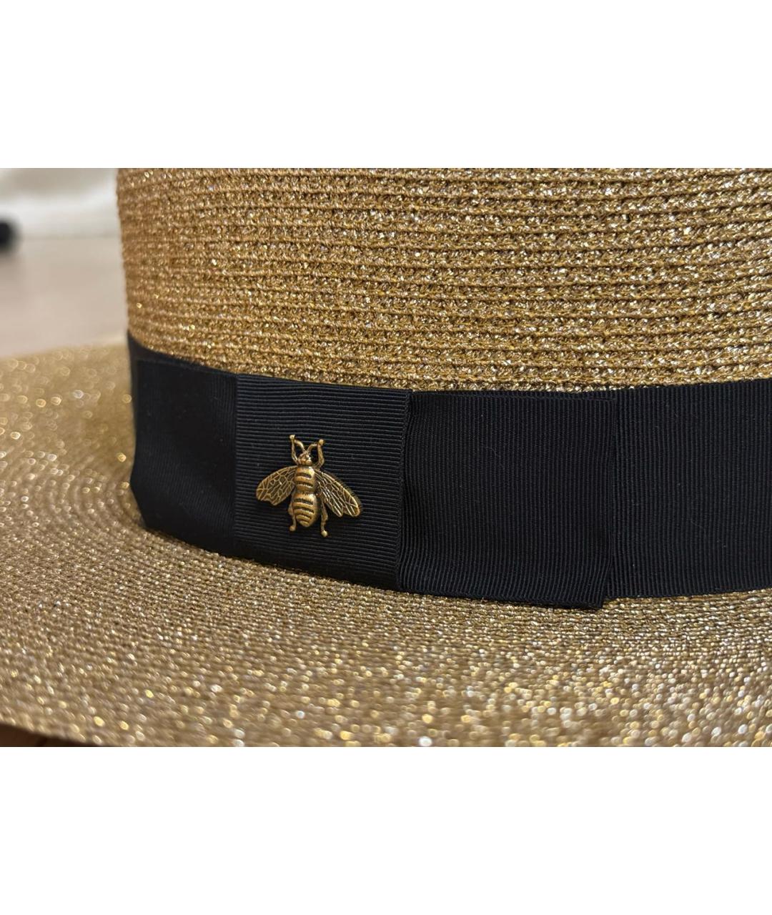 GUCCI Золотая соломенная шляпа, фото 4