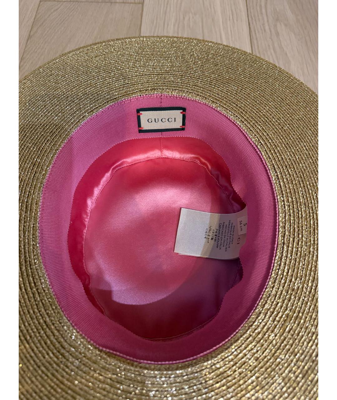 GUCCI Золотая соломенная шляпа, фото 7