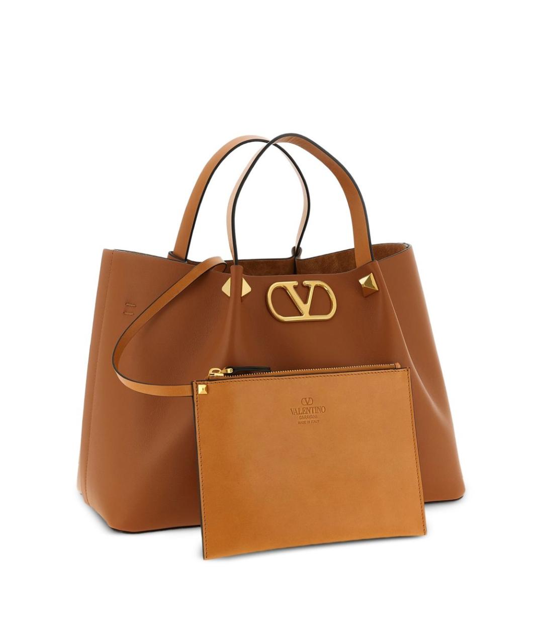 VALENTINO Бежевая кожаная сумка тоут, фото 4