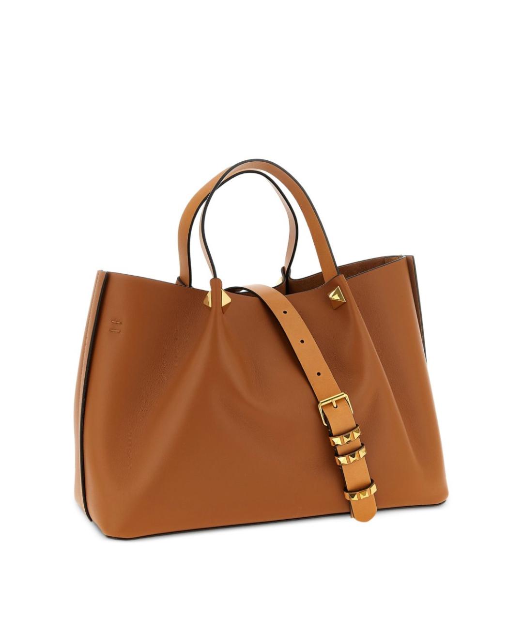 VALENTINO Бежевая кожаная сумка тоут, фото 3