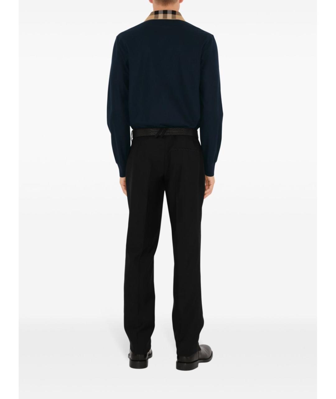 BURBERRY Синее хлопковое поло с длинным рукавом, фото 3