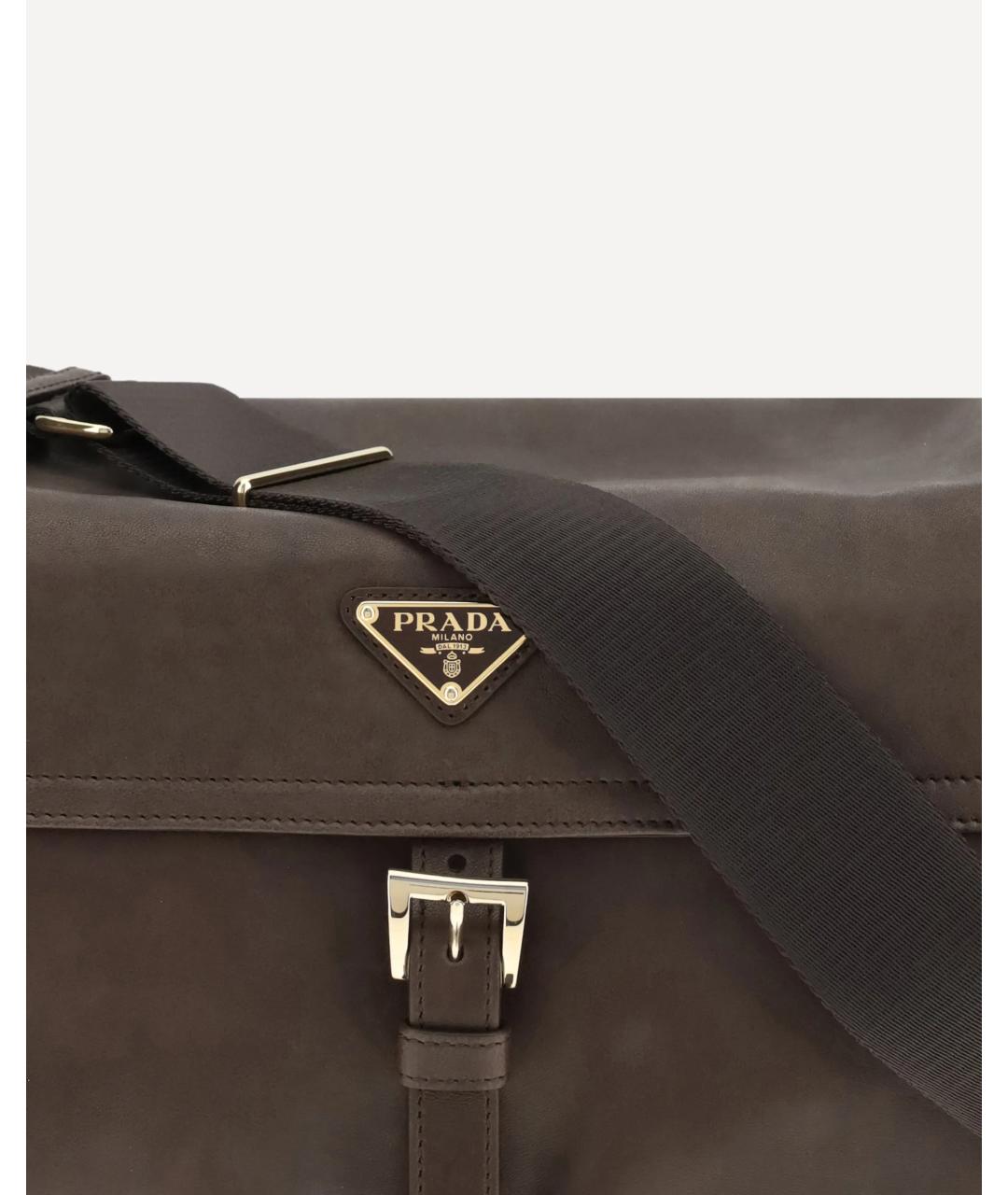 PRADA Коричневая кожаная сумка через плечо, фото 4