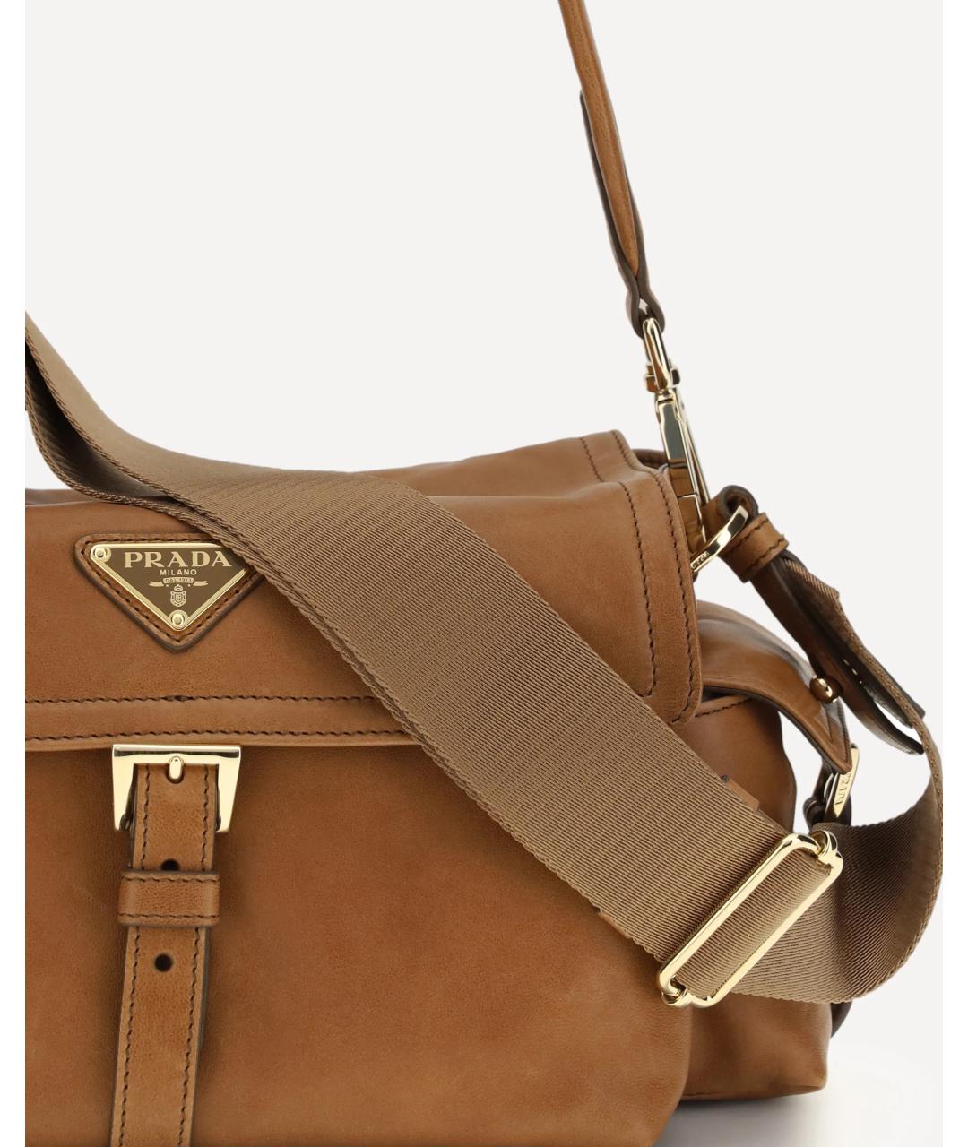 PRADA Бежевая кожаная сумка через плечо, фото 4