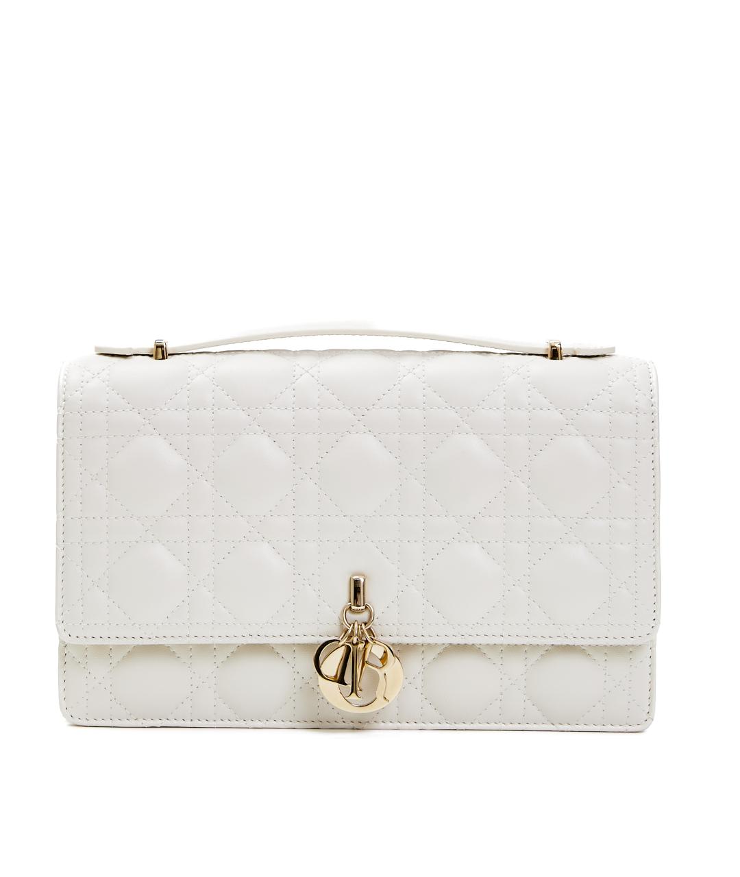 CHRISTIAN DIOR Белая кожаная сумка через плечо, фото 10
