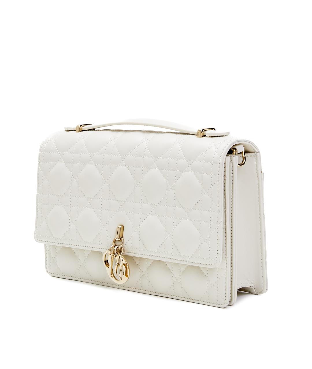 CHRISTIAN DIOR Белая кожаная сумка через плечо, фото 2